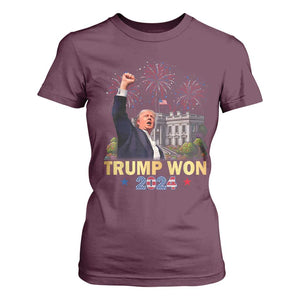 Trump 2024 T Shirt For Women He Won 47th President Of White House TS02 Maroon Print Your Wear