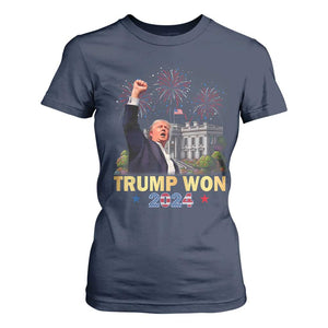 Trump 2024 T Shirt For Women He Won 47th President Of White House TS02 Navy Print Your Wear