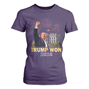 Trump 2024 T Shirt For Women He Won 47th President Of White House TS02 Purple Print Your Wear