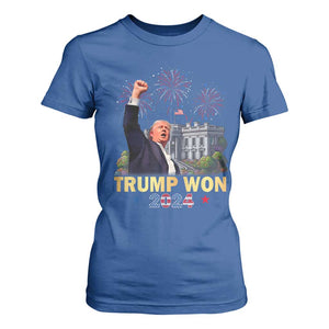 Trump 2024 T Shirt For Women He Won 47th President Of White House TS02 Royal Blue Print Your Wear