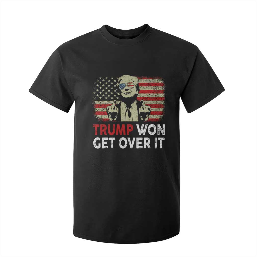 Trump 2024 T Shirt For Kid He Won Get Over It Patriotic Vintage American Flag TS02 Black Print Your Wear