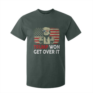 Trump 2024 T Shirt For Kid He Won Get Over It Patriotic Vintage American Flag TS02 Dark Forest Green Print Your Wear