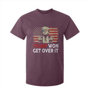 Trump 2024 T Shirt For Kid He Won Get Over It Patriotic Vintage American Flag TS02 Maroon Print Your Wear