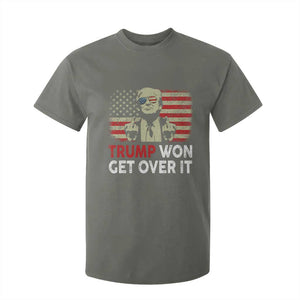 Trump 2024 T Shirt For Kid He Won Get Over It Patriotic Vintage American Flag TS02 Military Green Print Your Wear