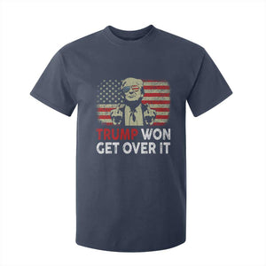 Trump 2024 T Shirt For Kid He Won Get Over It Patriotic Vintage American Flag TS02 Navy Print Your Wear