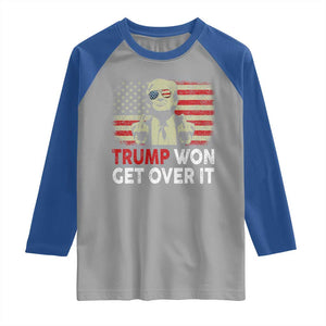 Trump 2024 Raglan Shirt He Won Get Over It Patriotic Vintage American Flag TS02 Sport Gray Royal Print Your Wear