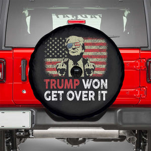 Trump 2024 Spare Tire Cover He Won Get Over It Patriotic Vintage American Flag TS02 Black Print Your Wear