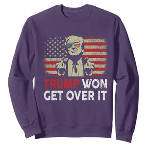 Trump 2024 Sweatshirt He Won Get Over It Patriotic Vintage American Flag TS02 Purple Print Your Wear