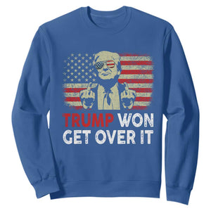 Trump 2024 Sweatshirt He Won Get Over It Patriotic Vintage American Flag TS02 Royal Blue Print Your Wear