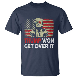 Trump 2024 T Shirt He Won Get Over It Patriotic Vintage American Flag TS02 Navy Print Your Wear