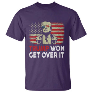 Trump 2024 T Shirt He Won Get Over It Patriotic Vintage American Flag TS02 Purple Print Your Wear