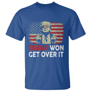 Trump 2024 T Shirt He Won Get Over It Patriotic Vintage American Flag TS02 Royal Blue Print Your Wear