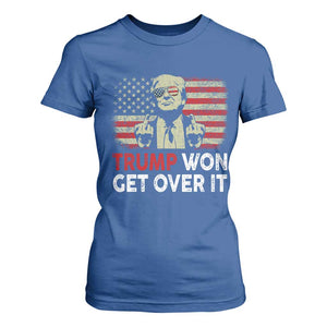 Trump 2024 T Shirt For Women He Won Get Over It Patriotic Vintage American Flag TS02 Royal Blue Print Your Wear