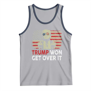 Trump 2024 Tank Top He Won Get Over It Patriotic Vintage American Flag TS02 Athletic Heather Navy Print Your Wear