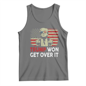 Trump 2024 Tank Top He Won Get Over It Patriotic Vintage American Flag TS02 Black Heather Print Your Wear