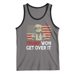 Trump 2024 Tank Top He Won Get Over It Patriotic Vintage American Flag TS02 Deep Heather Black Print Your Wear