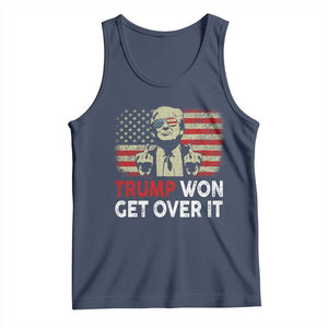 Trump 2024 Tank Top He Won Get Over It Patriotic Vintage American Flag TS02 Navy Print Your Wear