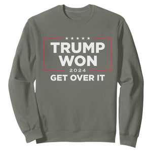 Trump 2024 Sweatshirt 47th President He Won Get Over It TS02 Military Green Print Your Wear