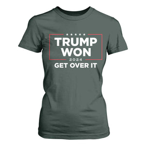 Trump 2024 T Shirt For Women 47th President He Won Get Over It TS02 Dark Forest Green Print Your Wear