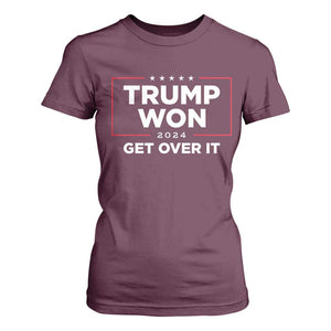 Trump 2024 T Shirt For Women 47th President He Won Get Over It TS02 Maroon Print Your Wear