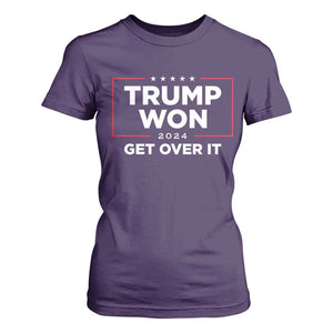 Trump 2024 T Shirt For Women 47th President He Won Get Over It TS02 Purple Print Your Wear