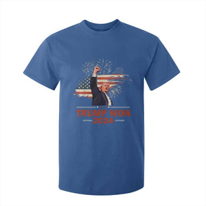 Trump Won 2024 T Shirt For Kid 47th President American Flag Raised Fist TS02 Royal Blue Print Your Wear