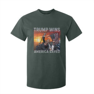 Trump 2024 T Shirt For Kid Trump Won America Saved American Flag TS02 Dark Forest Green Print Your Wear