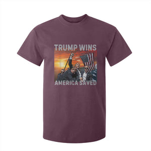 Trump 2024 T Shirt For Kid Trump Won America Saved American Flag TS02 Maroon Print Your Wear