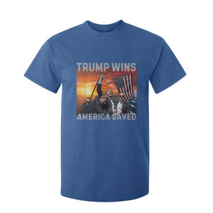 Trump 2024 T Shirt For Kid Trump Won America Saved American Flag TS02 Royal Blue Print Your Wear