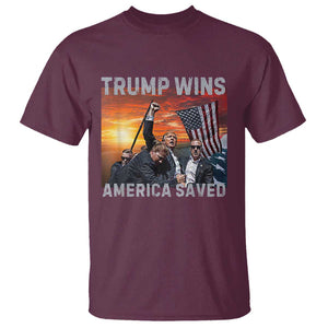 Trump 2024 T Shirt Trump Won America Saved American Flag TS02 Maroon Print Your Wear