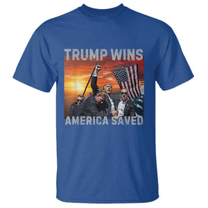 Trump 2024 T Shirt Trump Won America Saved American Flag TS02 Royal Blue Print Your Wear