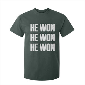 Trump 2024 T Shirt For Kid Triple He Won 47th President TS02 Dark Forest Green Print Your Wear