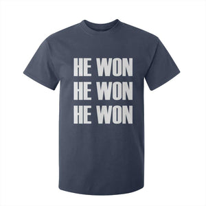 Trump 2024 T Shirt For Kid Triple He Won 47th President TS02 Navy Print Your Wear