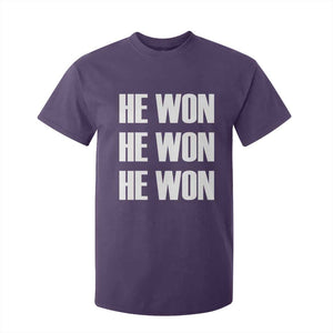 Trump 2024 T Shirt For Kid Triple He Won 47th President TS02 Purple Print Your Wear