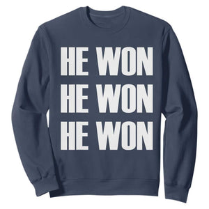 Trump 2024 Sweatshirt Triple He Won 47th President TS02 Navy Print Your Wear