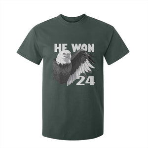 Trump 2024 T Shirt For Kid He Won 47th President American Eagle TS02 Dark Forest Green Print Your Wear