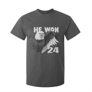 Trump 2024 T Shirt For Kid He Won 47th President American Eagle TS02 Dark Heather Print Your Wear