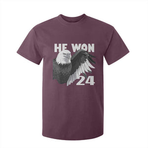 Trump 2024 T Shirt For Kid He Won 47th President American Eagle TS02 Maroon Print Your Wear