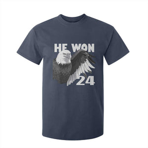 Trump 2024 T Shirt For Kid He Won 47th President American Eagle TS02 Navy Print Your Wear