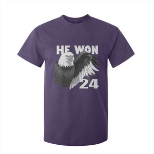 Trump 2024 T Shirt For Kid He Won 47th President American Eagle TS02 Purple Print Your Wear