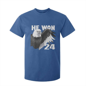 Trump 2024 T Shirt For Kid He Won 47th President American Eagle TS02 Royal Blue Print Your Wear