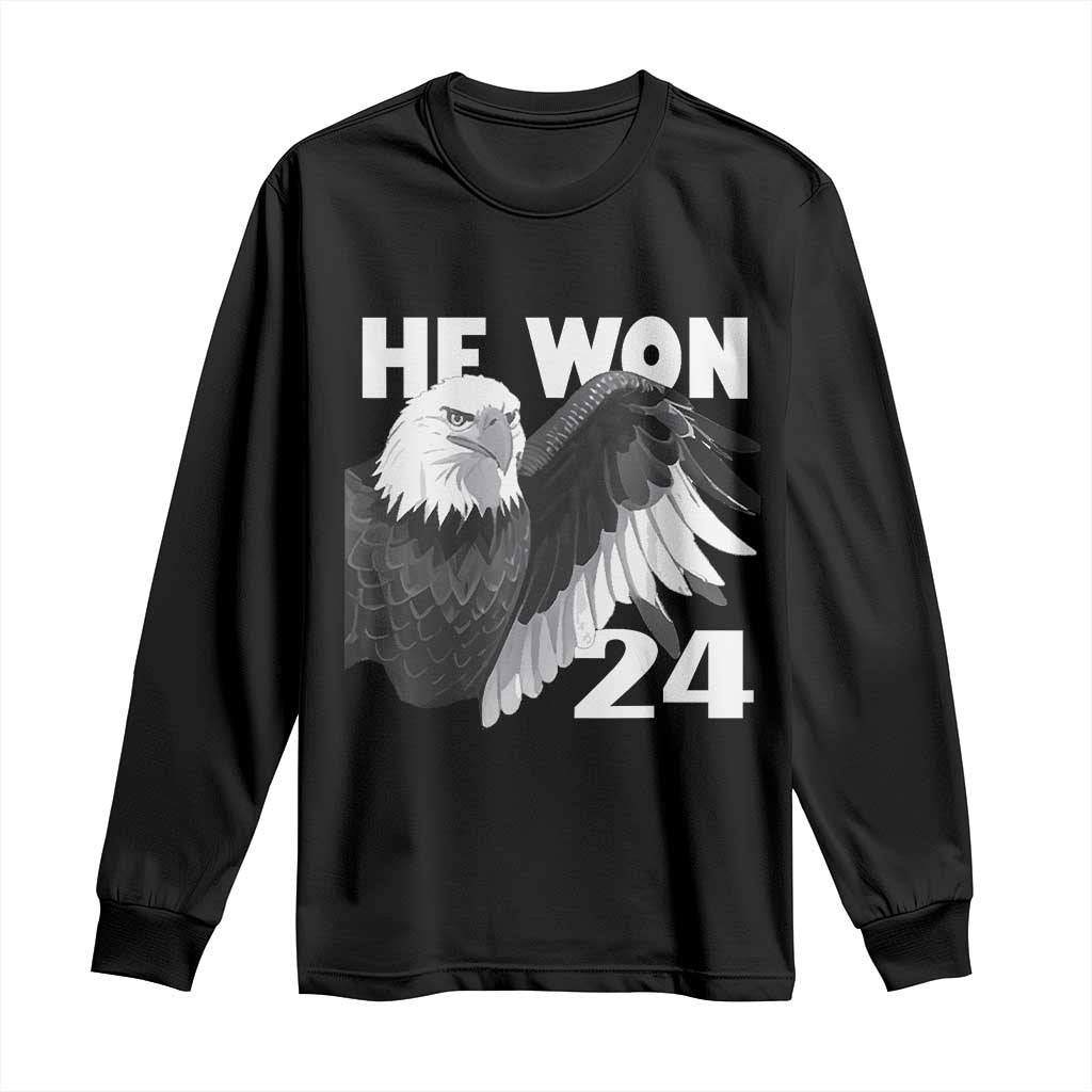 Trump 2024 Long Sleeve Shirt He Won 47th President American Eagle TS02 Black Print Your Wear