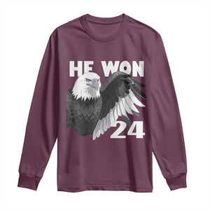 Trump 2024 Long Sleeve Shirt He Won 47th President American Eagle TS02 Maroon Print Your Wear