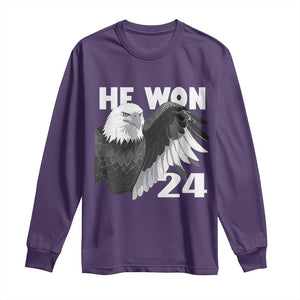 Trump 2024 Long Sleeve Shirt He Won 47th President American Eagle TS02 Purple Print Your Wear