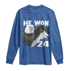 Trump 2024 Long Sleeve Shirt He Won 47th President American Eagle TS02 Royal Blue Print Your Wear