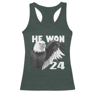 Trump 2024 Racerback Tank Top He Won 47th President American Eagle TS02 Dark Forest Green Print Your Wear