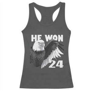 Trump 2024 Racerback Tank Top He Won 47th President American Eagle TS02 Dark Heather Print Your Wear