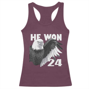 Trump 2024 Racerback Tank Top He Won 47th President American Eagle TS02 Maroon Print Your Wear