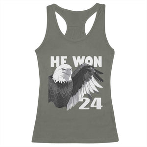 Trump 2024 Racerback Tank Top He Won 47th President American Eagle TS02 Military Green Print Your Wear