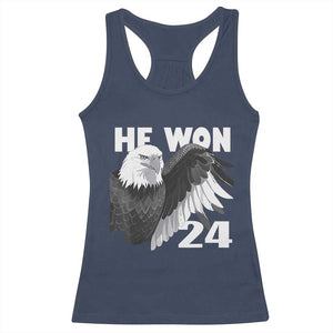 Trump 2024 Racerback Tank Top He Won 47th President American Eagle TS02 Navy Print Your Wear